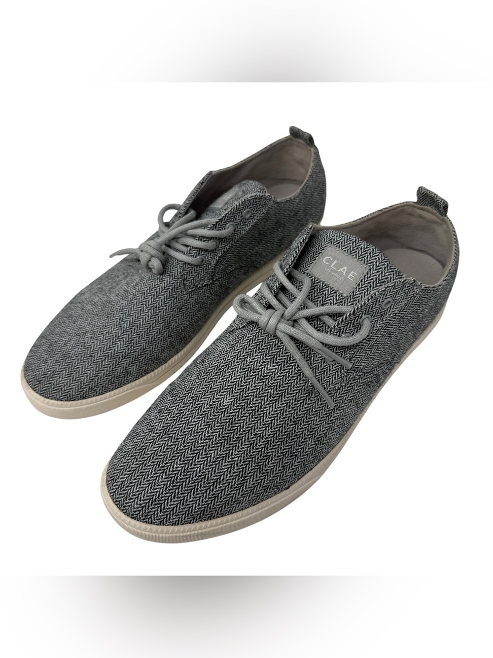 Clae Ellington Textile Men’s Size 8.5 Lace Up Sneakers gray herringbone